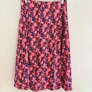 PACT Floral 100% Organic Cotton Midi Skirt with Pockets Elastic Waist
